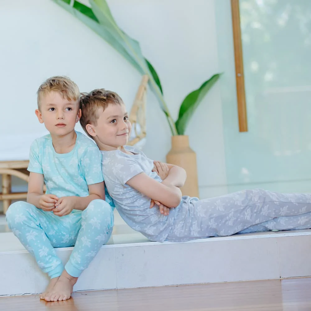 Organic Cotton T-Shirt and Long Leg Pyjama Set - Palms & Pineapples in Island Water Green - Image 5