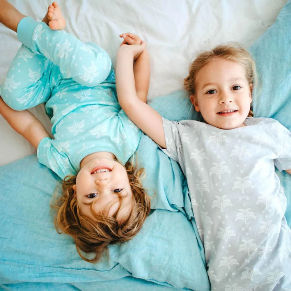 Organic Cotton T-Shirt and Long Leg Pyjama Set - Palms & Pineapples in Island Water Green - Image 6