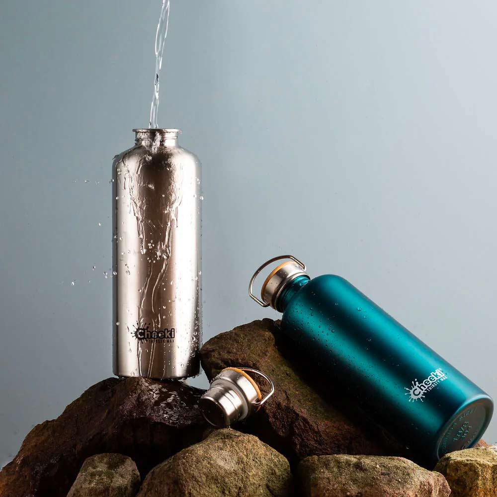 Cheeki 1.6L XL Stainless Steel Water Bottle - Silver - Image 3