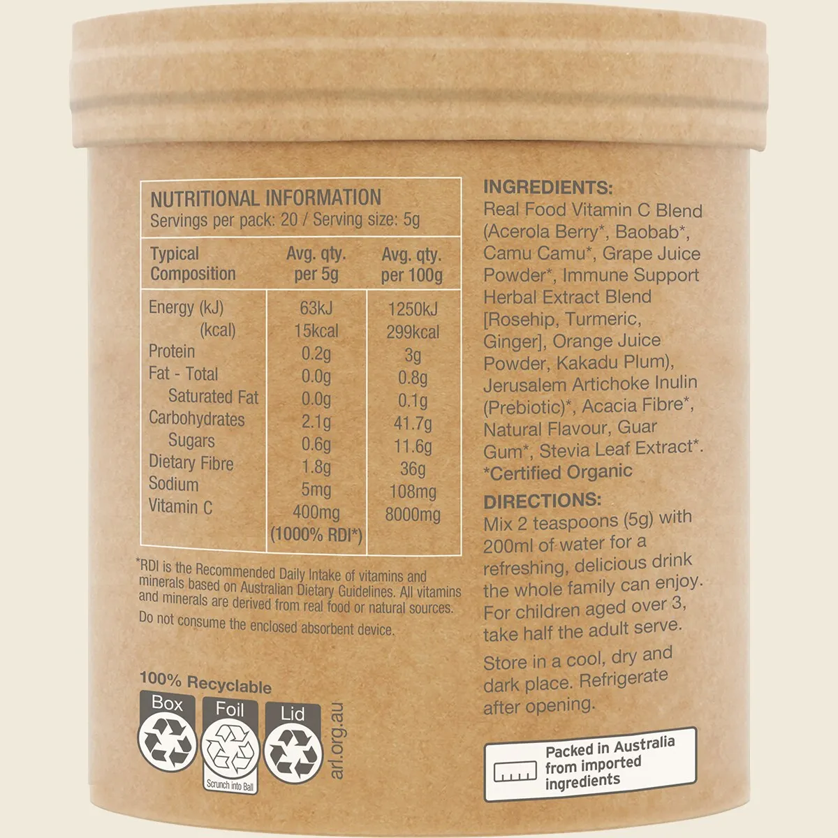 AMAZONIA Raw Organic Vitamin C Passionfruit 100g - Image 4