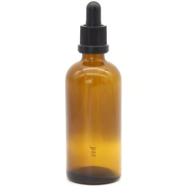 Amber Glass Bottle with Black Dropper - 100ml