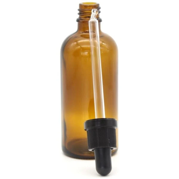 Amber Glass Bottle with Black Dropper - 100ml - Image 2