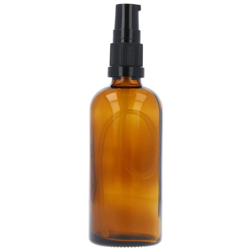 Amber Glass Bottle Black Serum Pump 100ml - Image 2