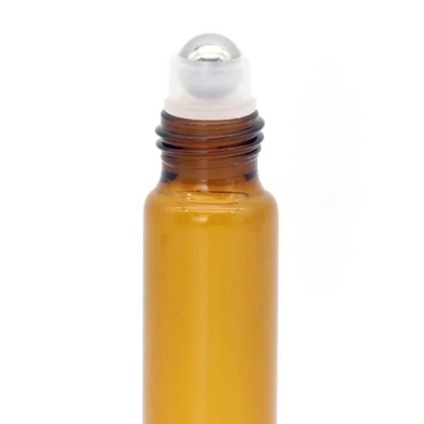 Amber Glass Roll On Bottle with Black Lid - 15ml - Image 2