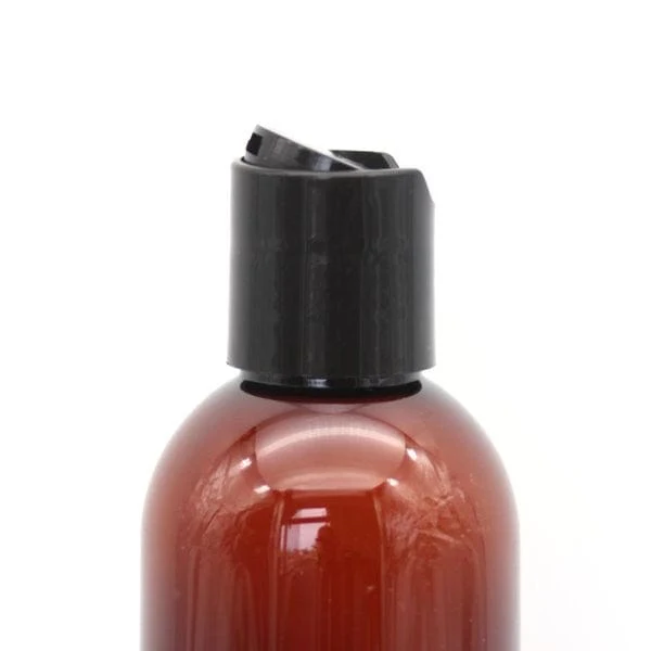 Amber Tall PET Plastic Bottle with Black Disc-Cap - 250ml - Image 2
