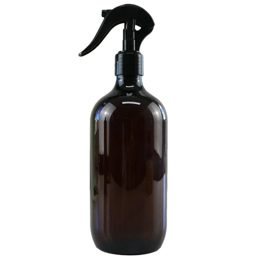 Amber PET Plastic Bottle with Black Trigger Spray - 500ml