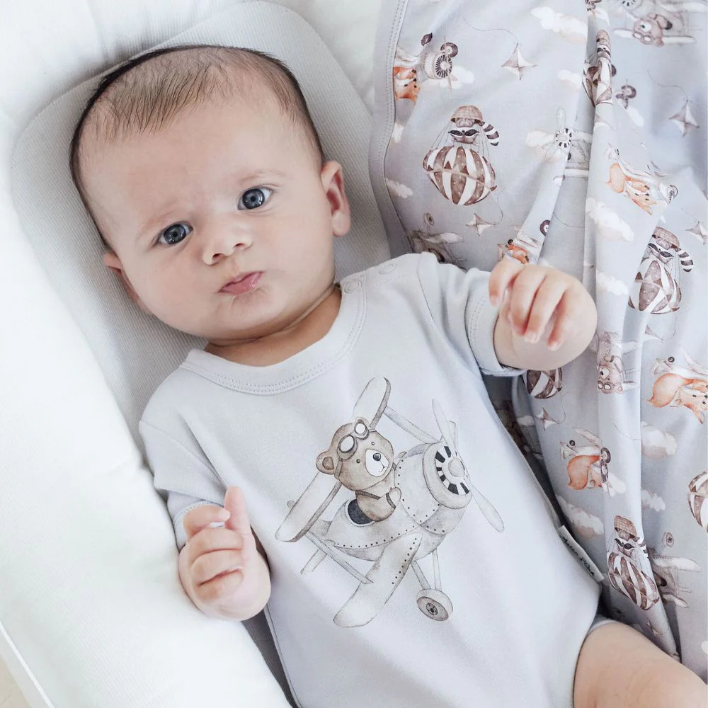 Aster & Oak Flying Oli Bear Print Onesie - Image 3