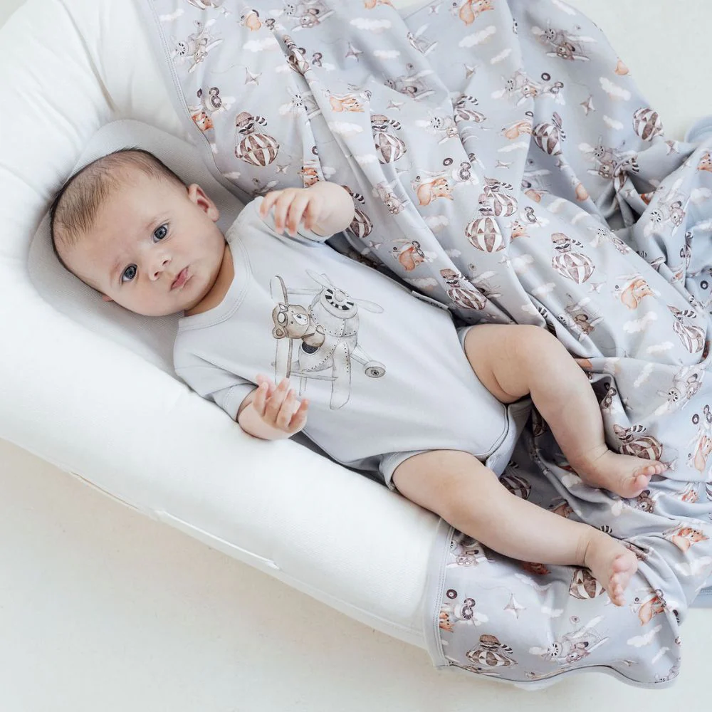 Aster & Oak Flying Oli Bear Print Onesie - Image 4