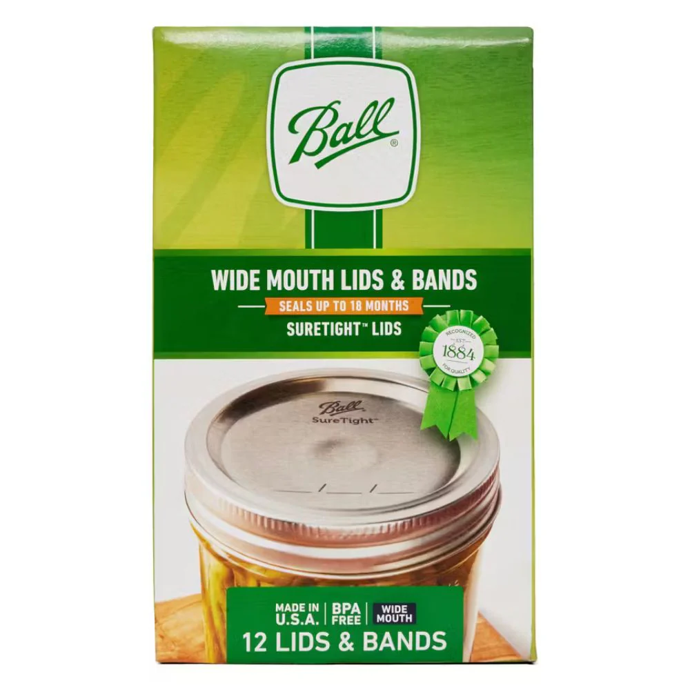 Ball Mason Wide Mouth Canning Lid with Band - Pack of 12
