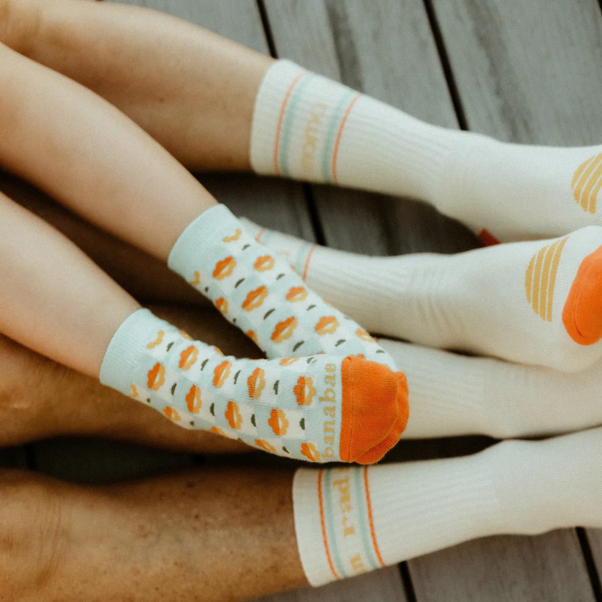 Banabae Organic Cotton Crew & Floral Check Socks 2pk - Rad Nan - Image 3