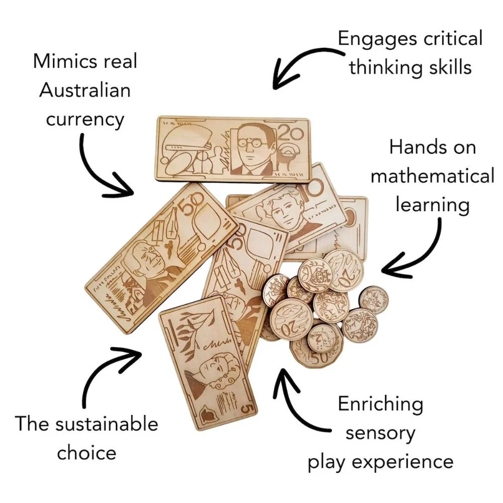 Bandicute Wooden Australian Play Money - Mini Set - Image 2