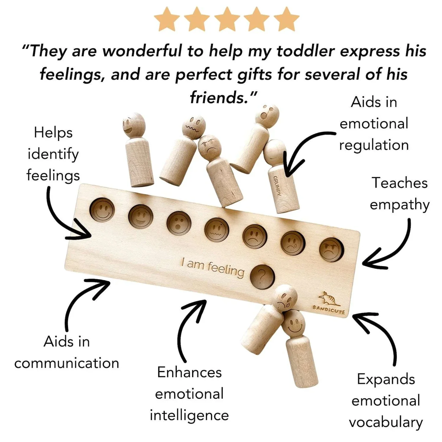 Bandicute Wooden Emotions Peg Dolls - Image 4