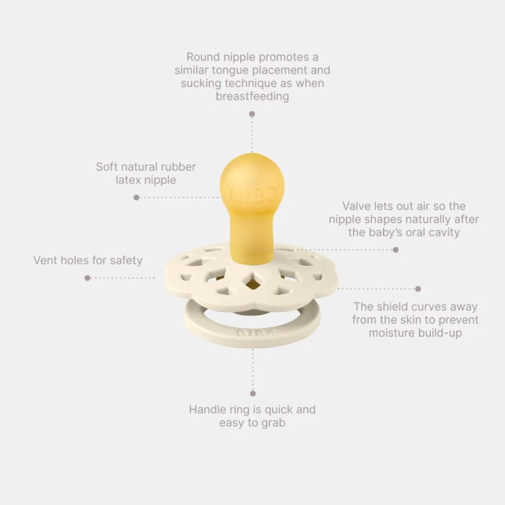 Bibs Round Boheme Natural Dummy Pacifier - Vanilla/Peach - Image 3