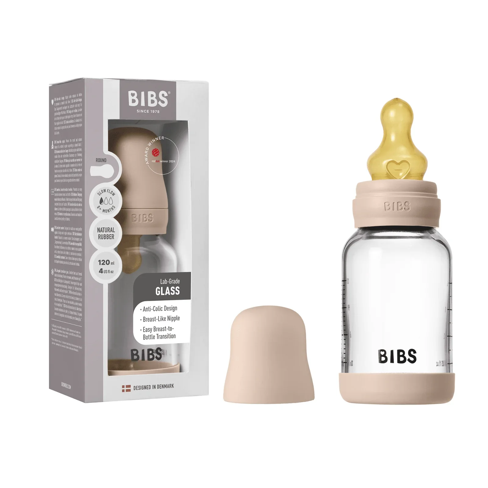 Bibs Glass Baby Bottle Complete Set 120ml - Latex - Image 4