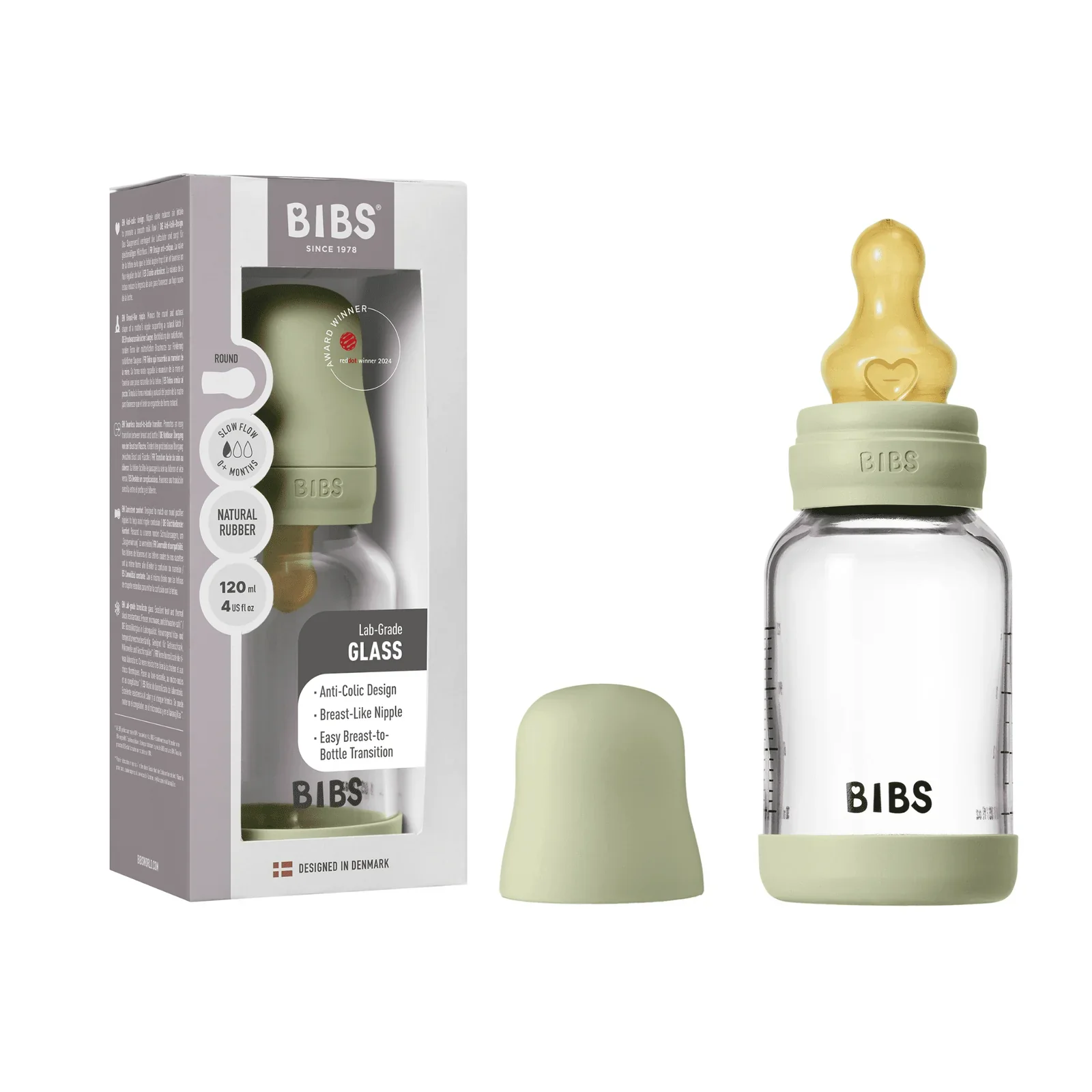 Bibs Glass Baby Bottle Complete Set 120ml - Latex - Image 5
