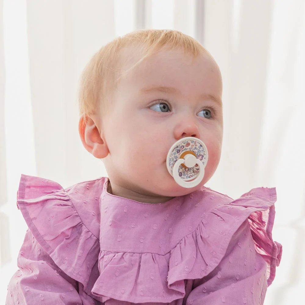 Bibs Round Natural Dummy Pacifier - Liberty Collection - Eloise/Sage - Image 2