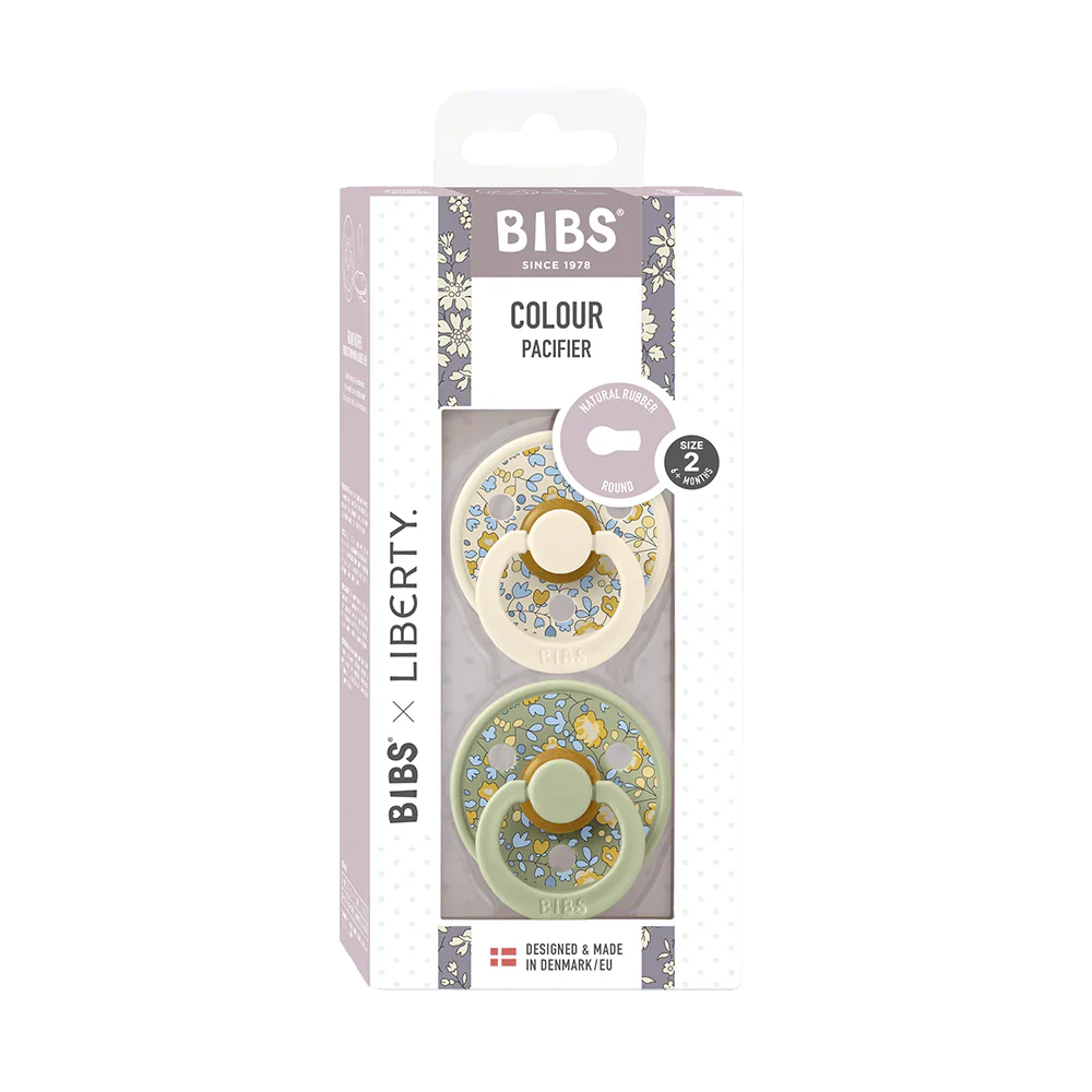 Bibs Round Natural Dummy Pacifier - Liberty Collection - Eloise/Sage - Image 5
