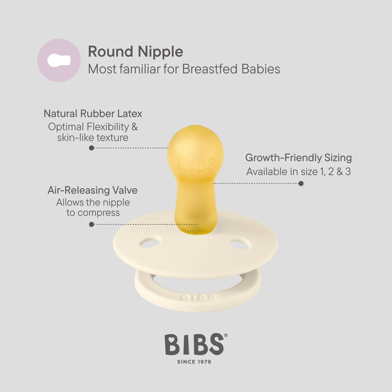 Bibs Round Natural Dummy Pacifier - Urban Garden - Bumblebee Mushroom Mix - Image 3