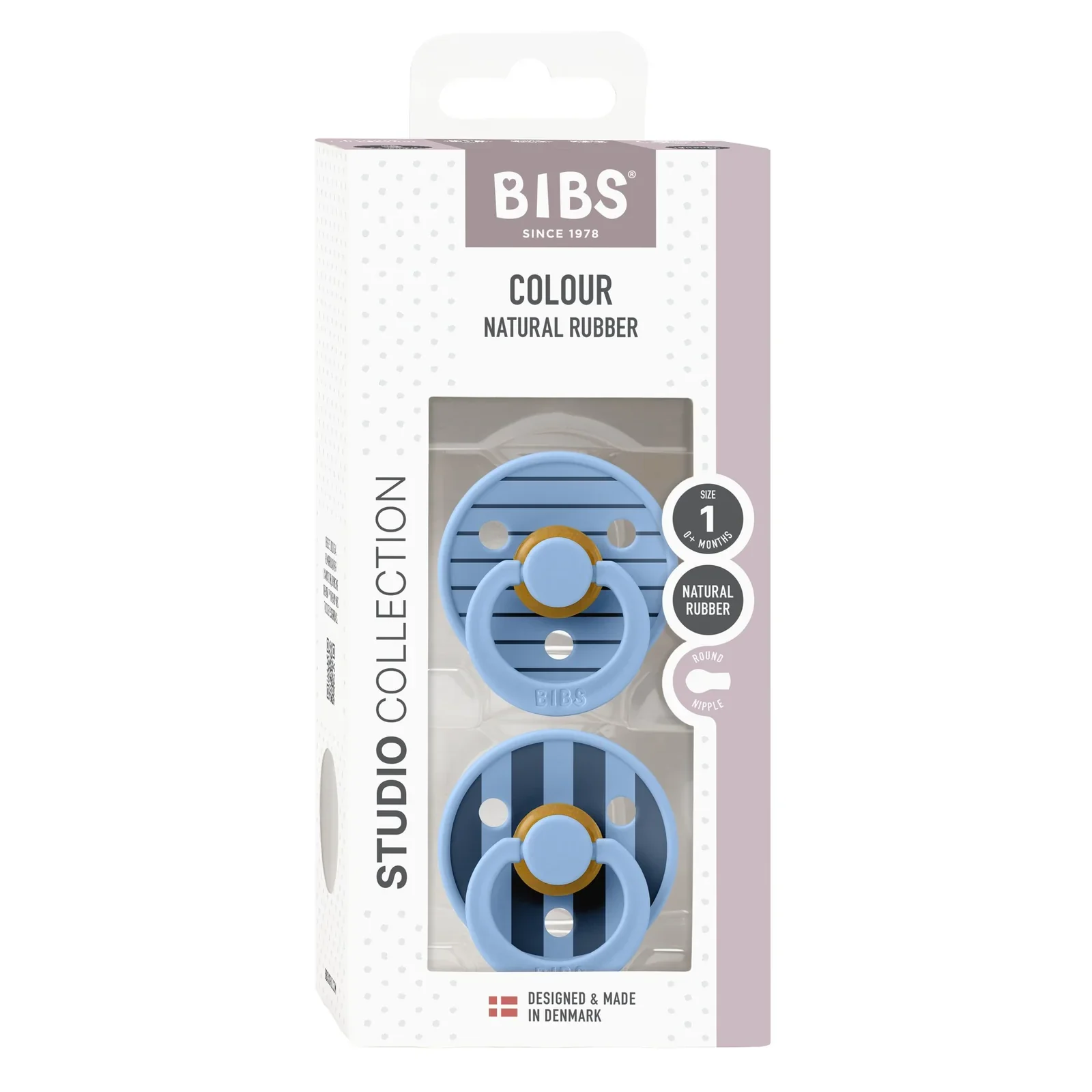 Bibs Round Natural Dummy Pacifier - Studio Collection - Pin Blue - Image 4