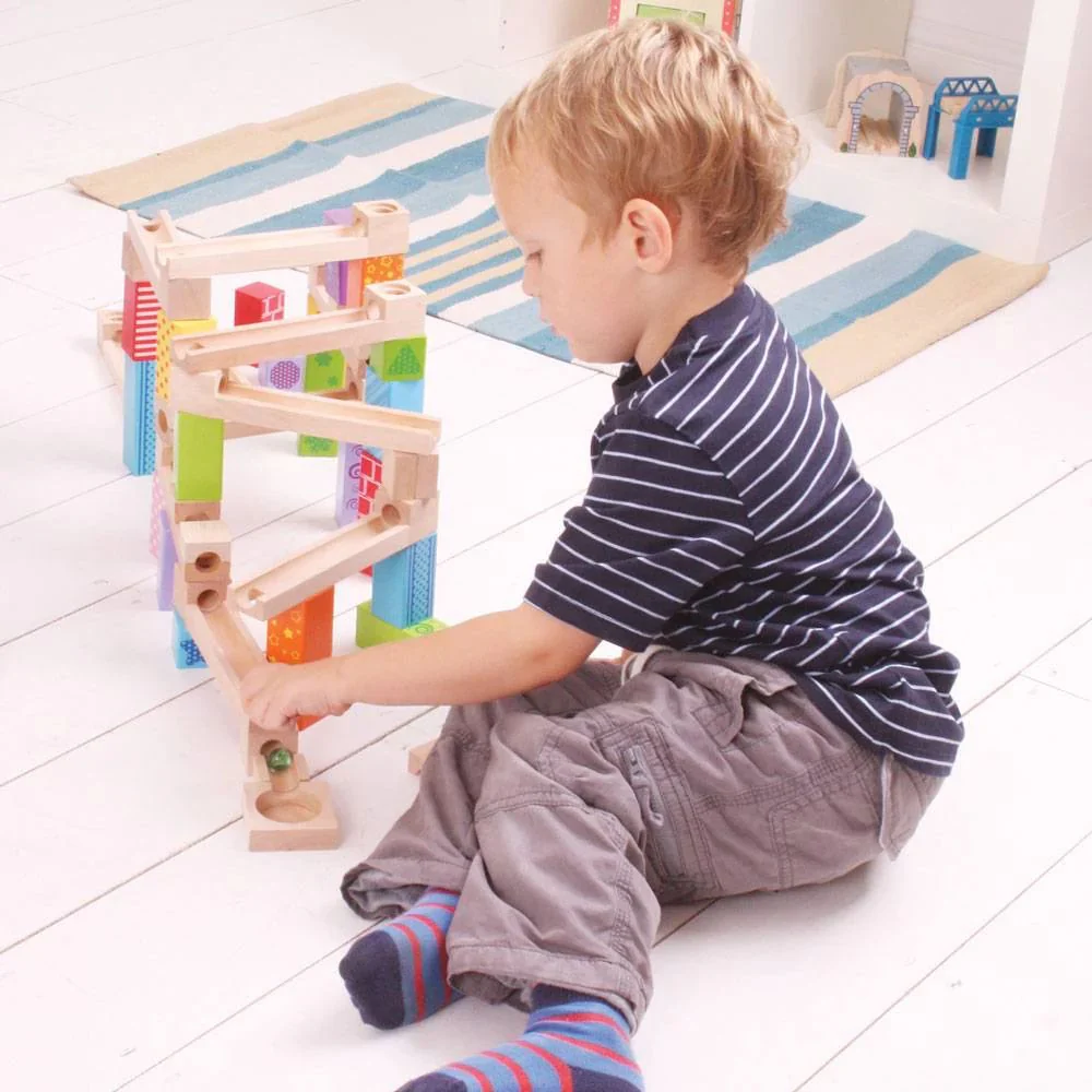 Bigjigs 47 Piece Wooden Marble Run - Image 2