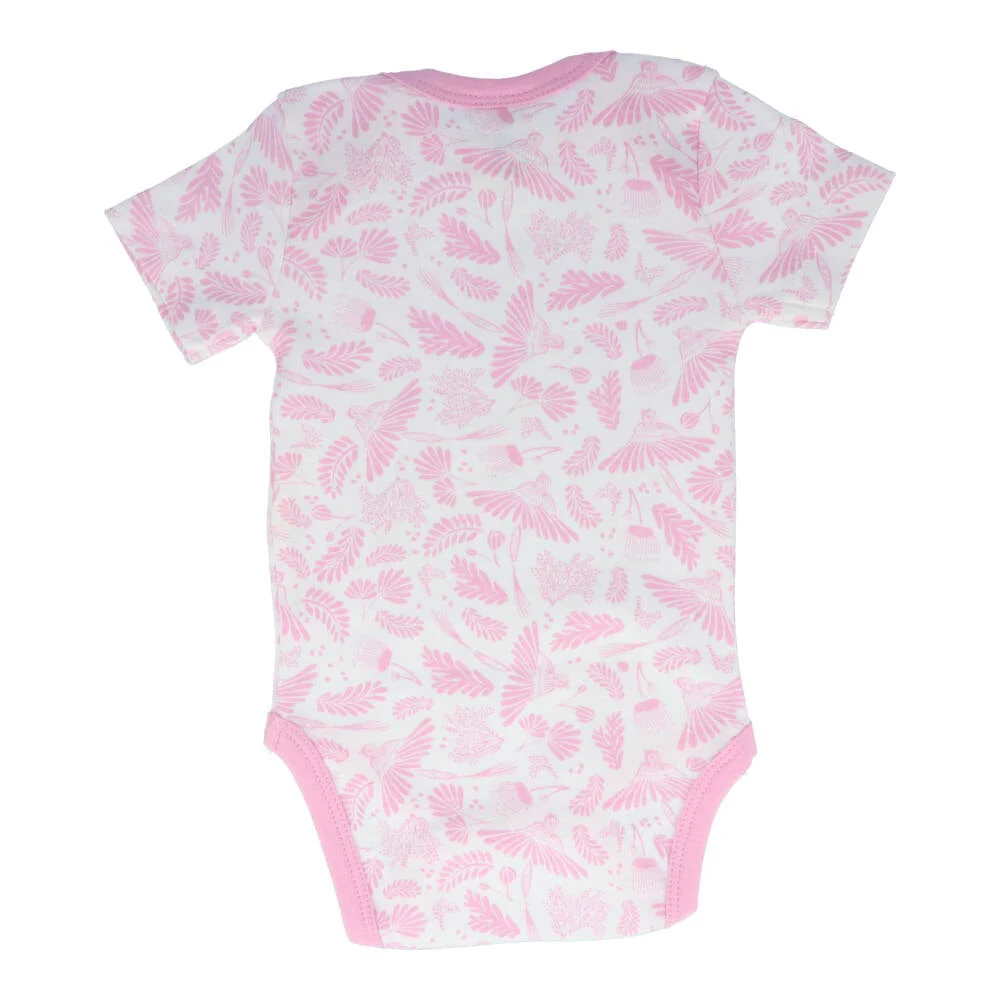 Organic Cotton Summer Baby Onesie - Blush Wings Pink - Image 2