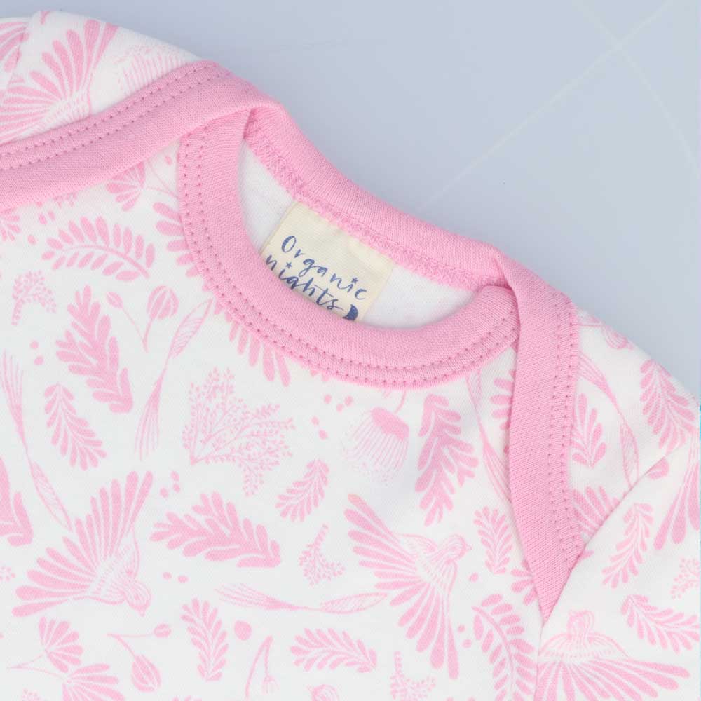 Organic Cotton Summer Baby Onesie - Blush Wings Pink - Image 3