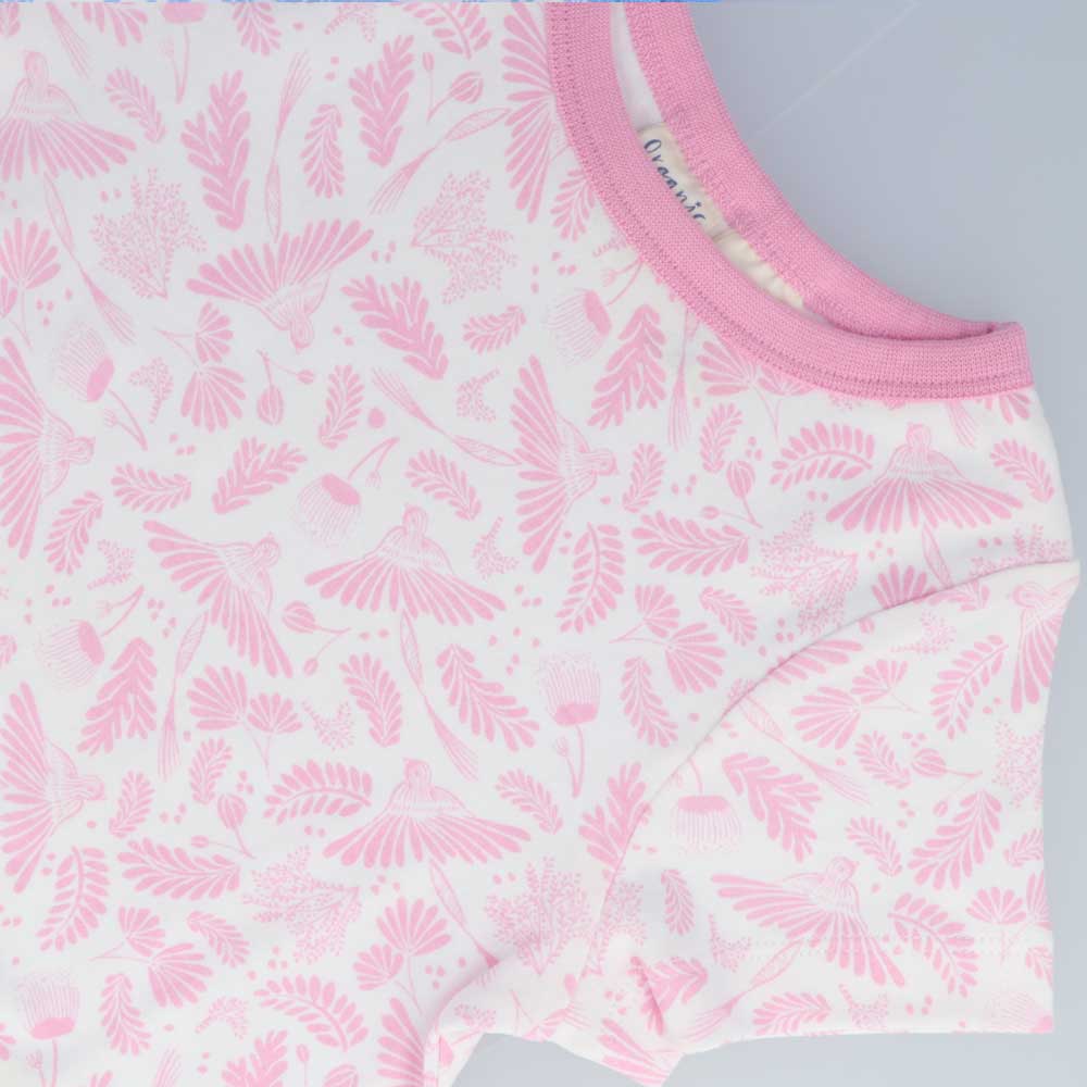 Children's Organic Cotton Short Pyjama Set - Blush Wings Pink - Image 3