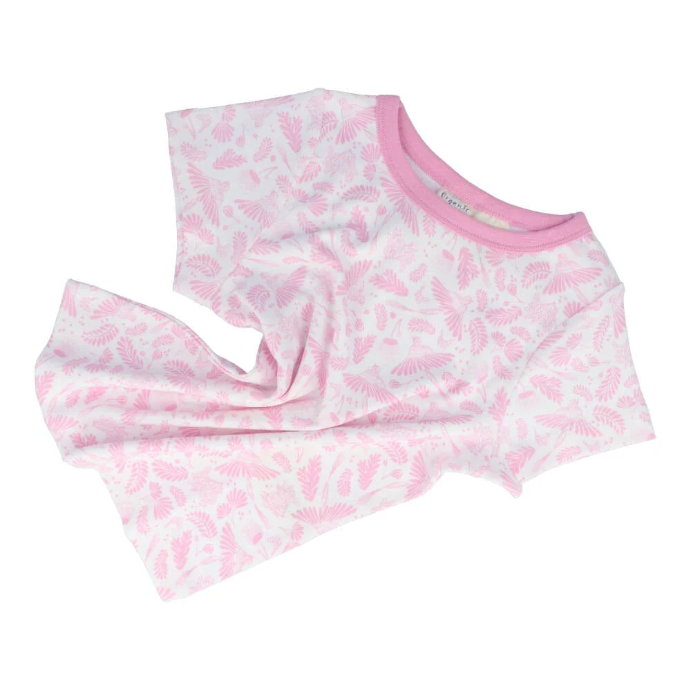 Children's Organic Cotton Short Pyjama Set - Blush Wings Pink - Image 5