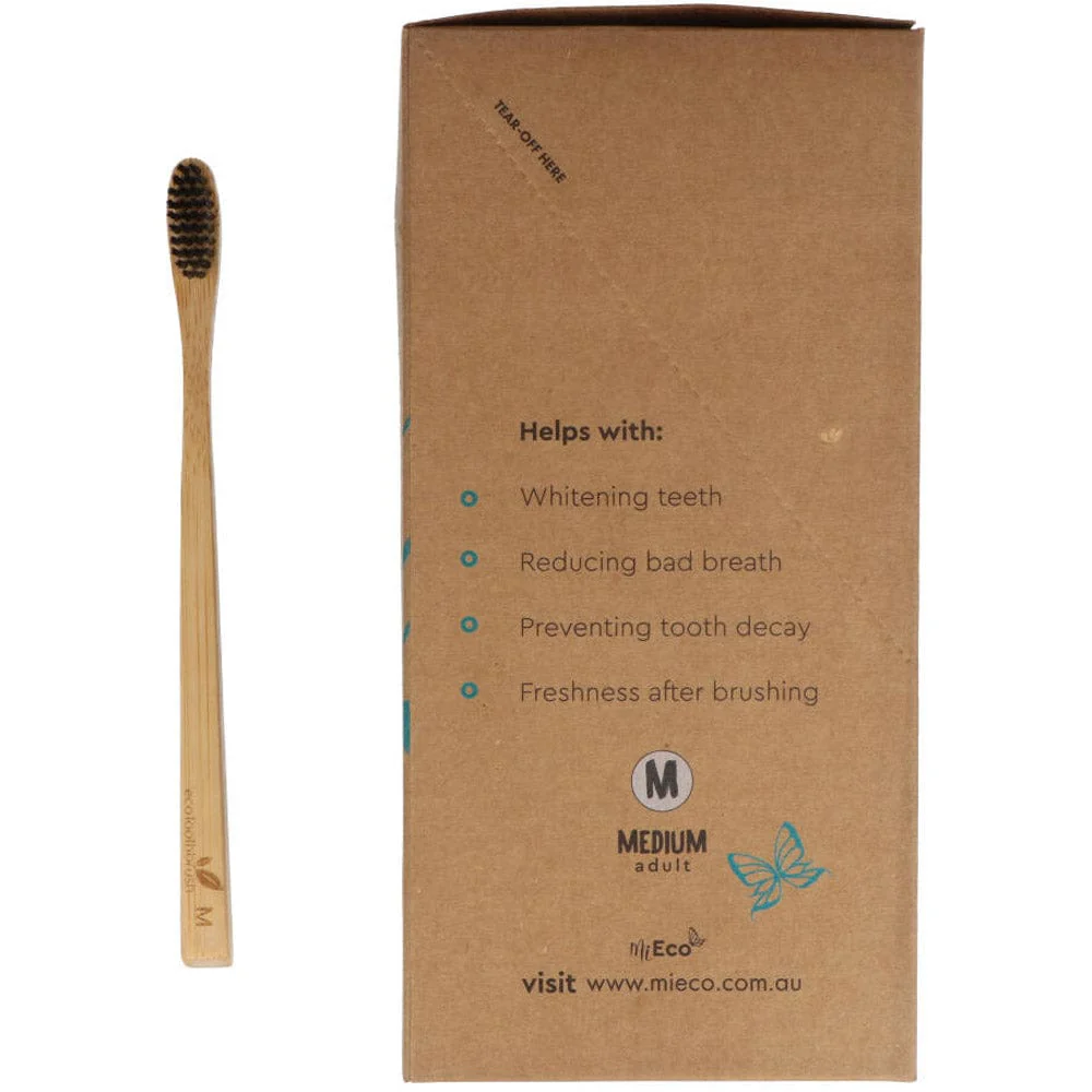 Charcoal Toothbrush Bamboo Adult - Medium - Image 2