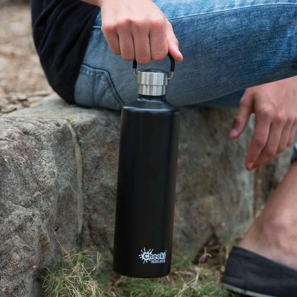 Cheeki 1 Litre Stainless Steel Insulated Bottle - Matte Black - Image 3