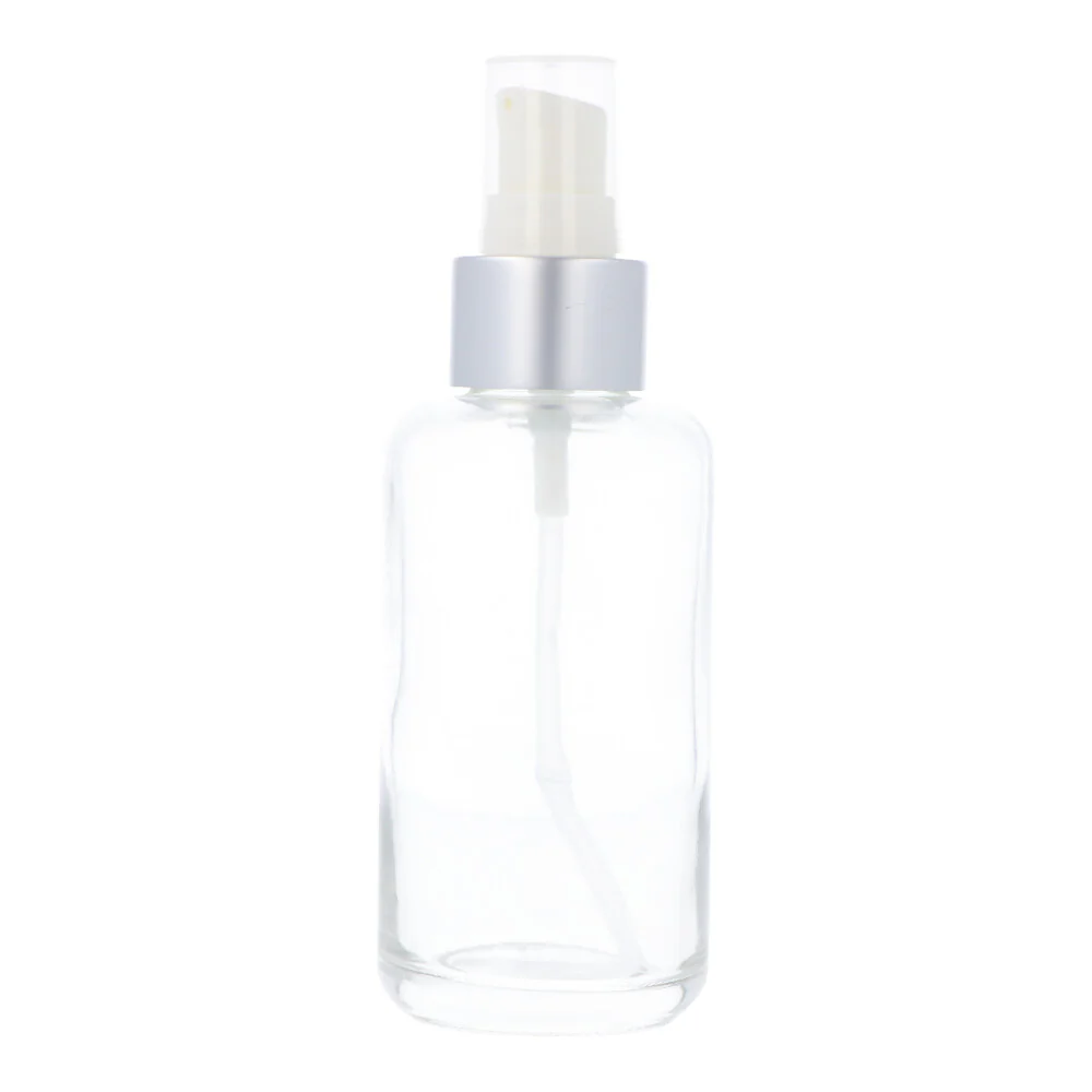 Clear Glass Bottle with White Serum Pump - 100ml