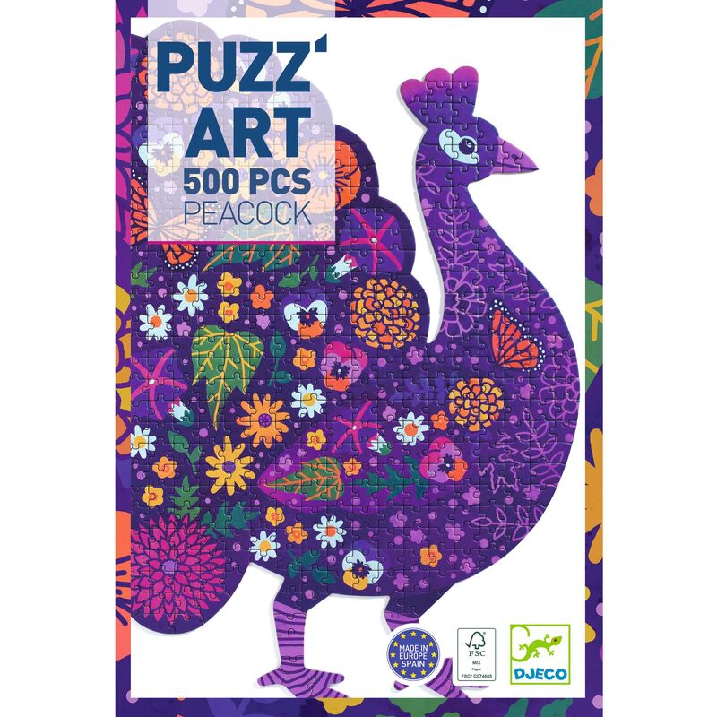 Djeco Art Puzzle 500 Piece - Peacock - Image 2