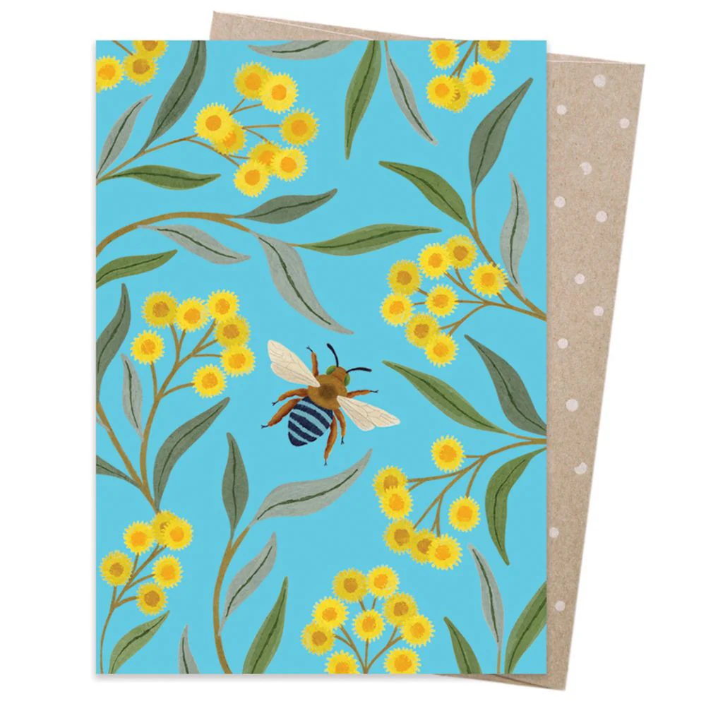 Earth Greetings Card - Wattle & Blue Banded Bee