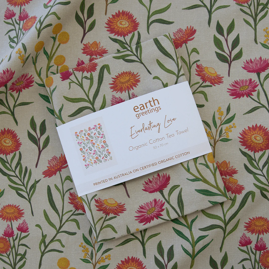 Earth Greetings Organic Cotton Tea Towel - Everlasting Love - Image 2