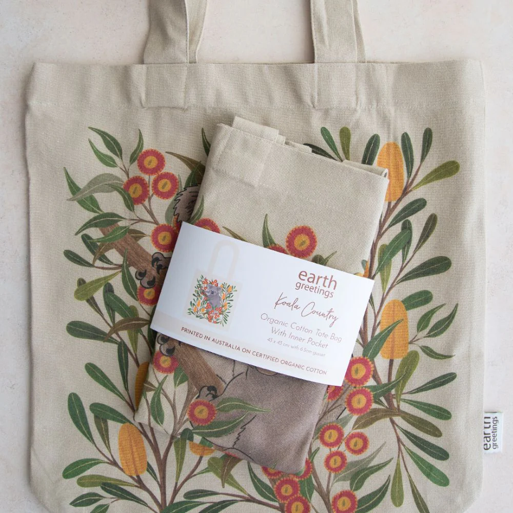 Earth Greetings Organic Cotton Tote Bag with Inner Pocket - Koala Country - Image 4