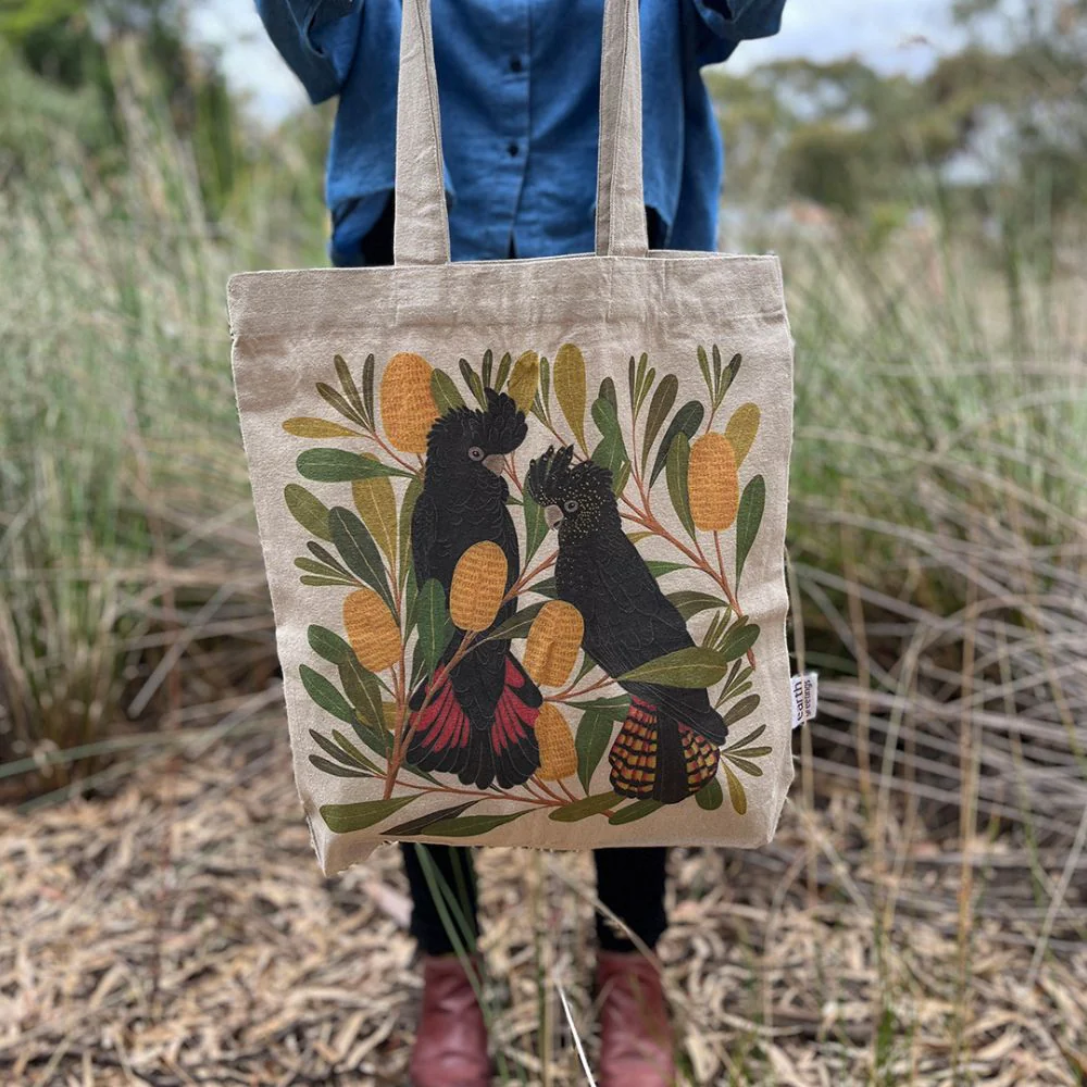 Earth Greetings Organic Cotton Tote Bag with Inner Pocket - Cockatoos & Banksia - Image 2