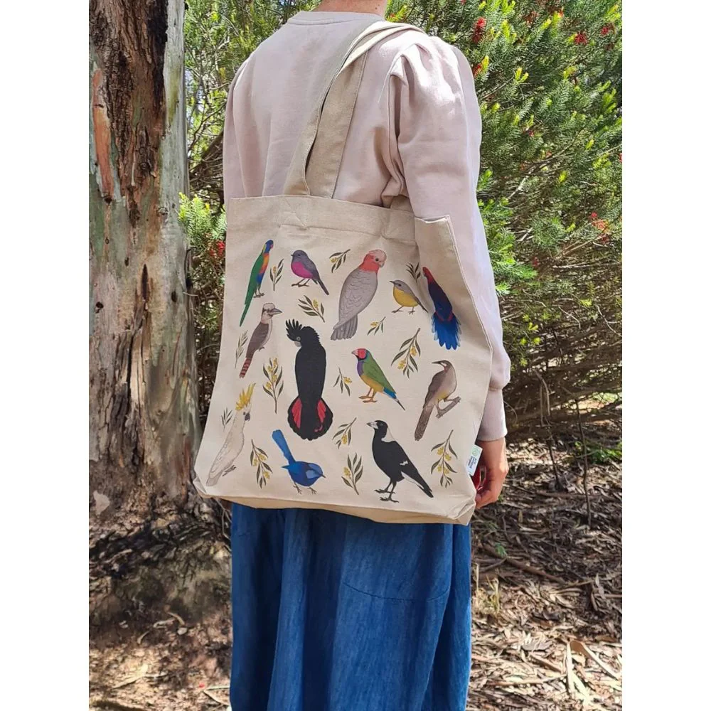 Earth Greetings Organic Cotton Tote Bag with Inner Pocket - Iconic Birds of Australia - Image 2