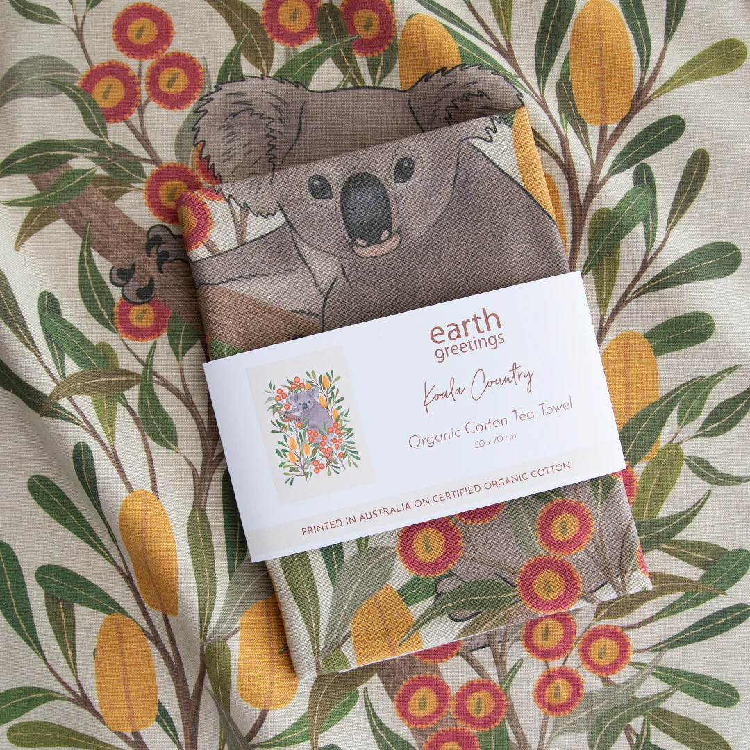 Earth Greetings Organic Cotton Tea Towel - Koala Country - Image 2