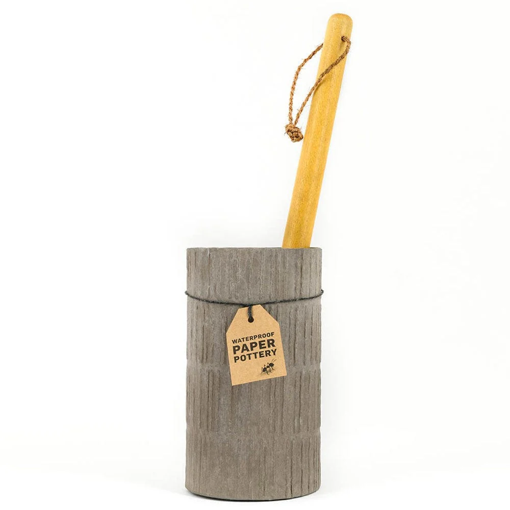 EcoMax Paper Pottery Toilet Brush Holder - Concrete - Image 2