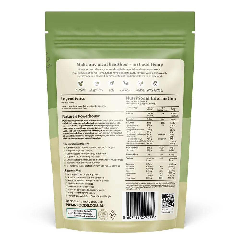 Hemp Foods Australia Organic Hemp Seeds - Hulled - Image 3