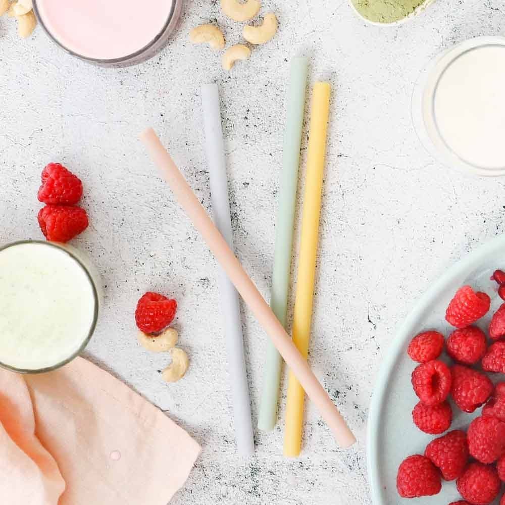 Ever Eco Silicone Straws Set of 4 - Straight - Pastel - Image 2