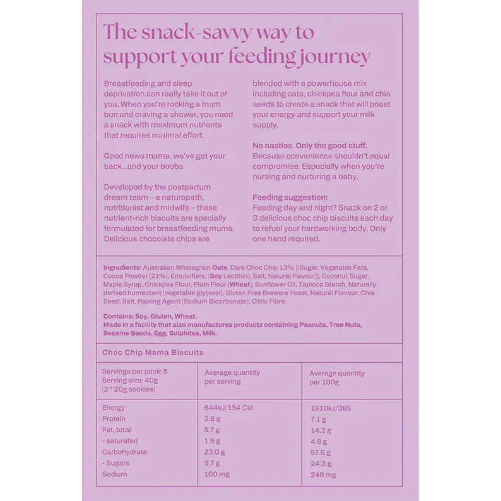 Franjos Kitchen Lactation Cookies Mama Biscuits - Choc Chip (New Chewy Formula) - Image 4