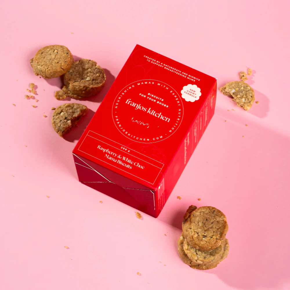Franjos Kitchen Lactation Cookies Mama Biscuits - Raspberry & White Chocolate (New Chewy Formula) - Image 4