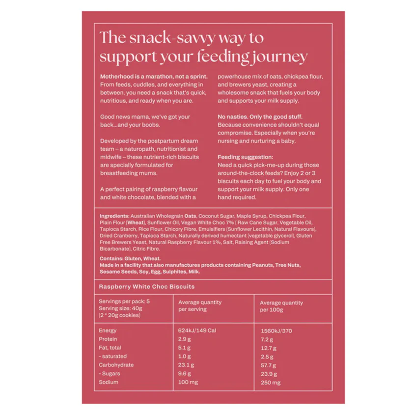 Franjos Kitchen Lactation Cookies Mama Biscuits - Raspberry & White Chocolate (New Chewy Formula) - Image 5