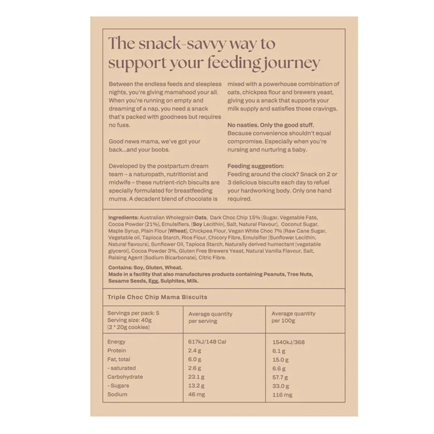 Franjos Kitchen Lactation Cookies Mama Biscuits - Triple Choc Chip (New Chewy Formula) - Image 3