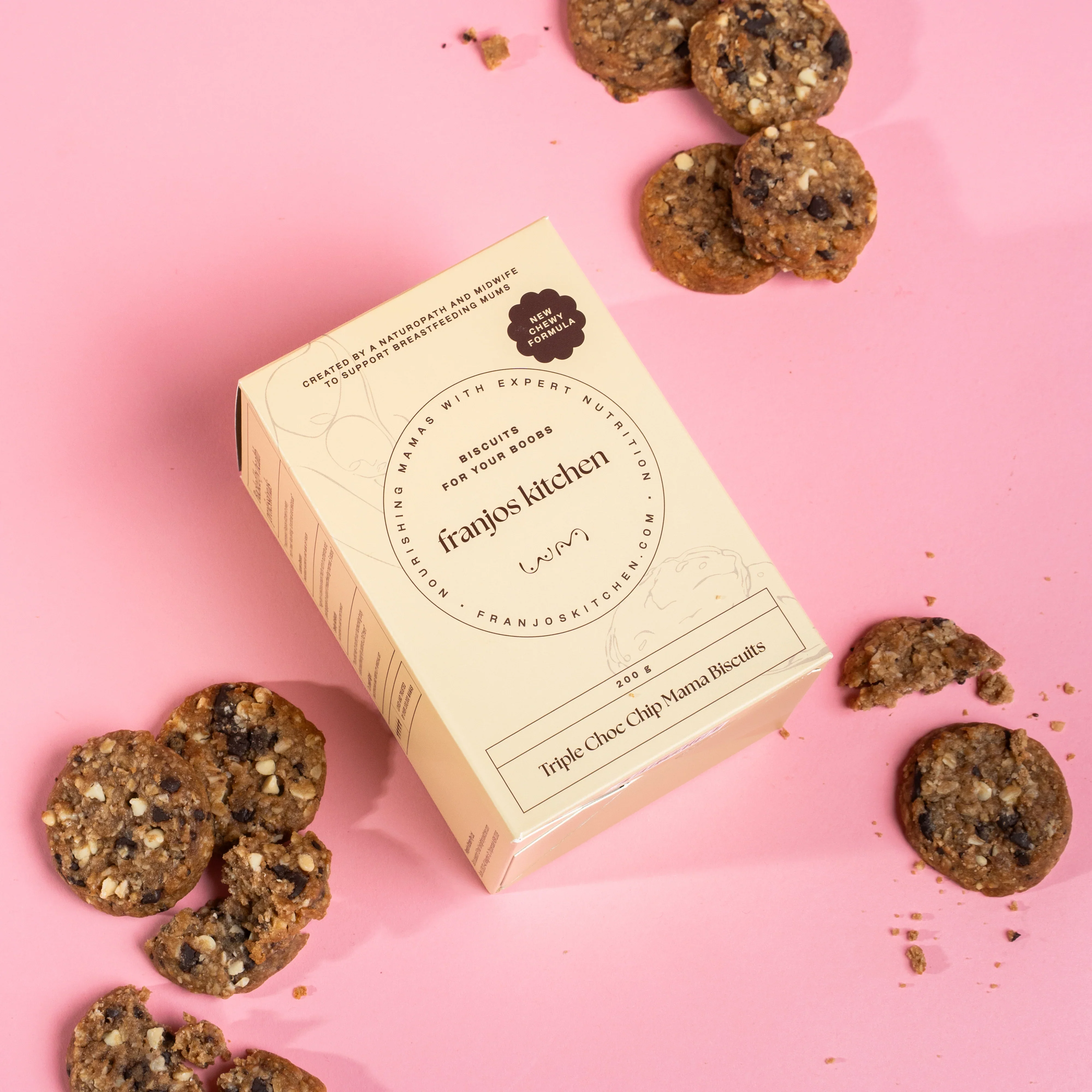 Franjos Kitchen Lactation Cookies Mama Biscuits - Triple Choc Chip (New Chewy Formula) - Image 4