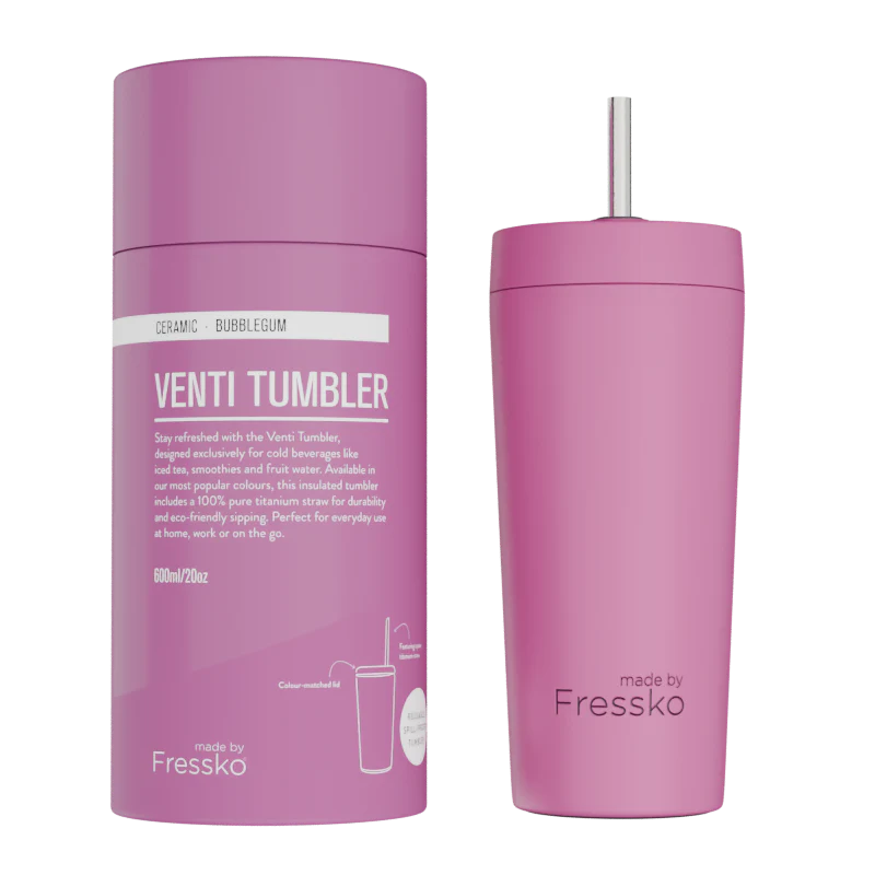 Fressko Ceramic Lined Tumbler with Titanium Straw - Venti 20oz