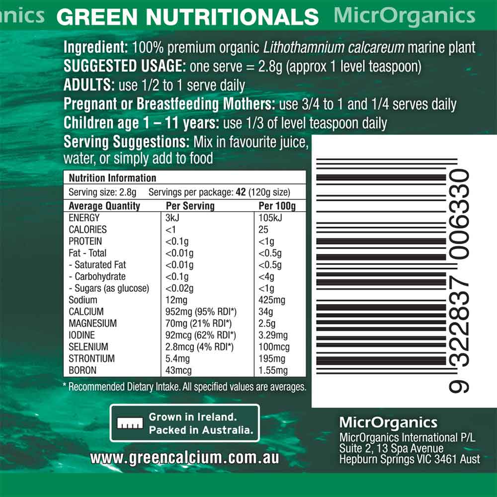 Green Nutritionals Green Calcium Powder - Image 3