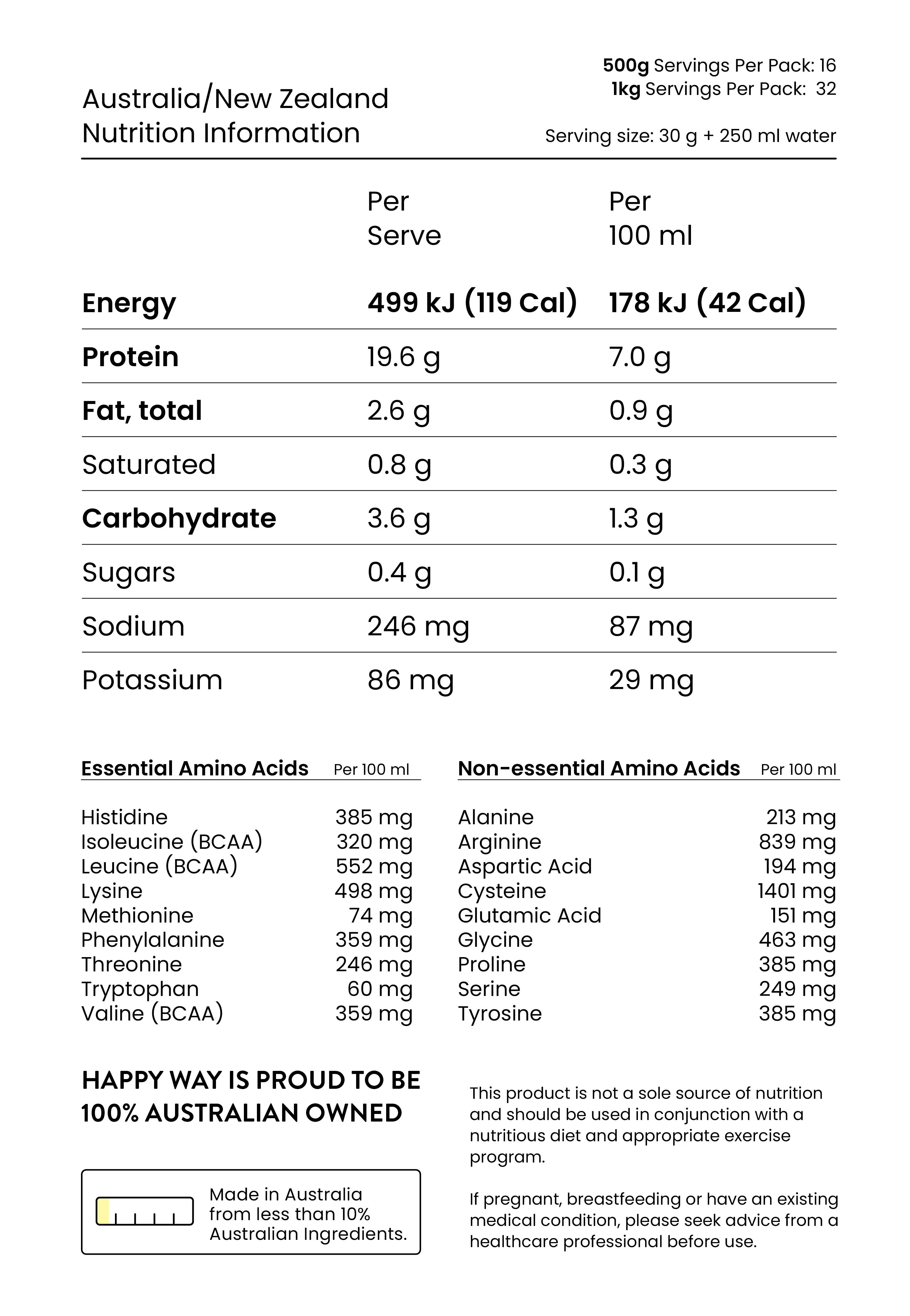 Happy Way Pea Protein Powder 500g - Chocolate - Image 5