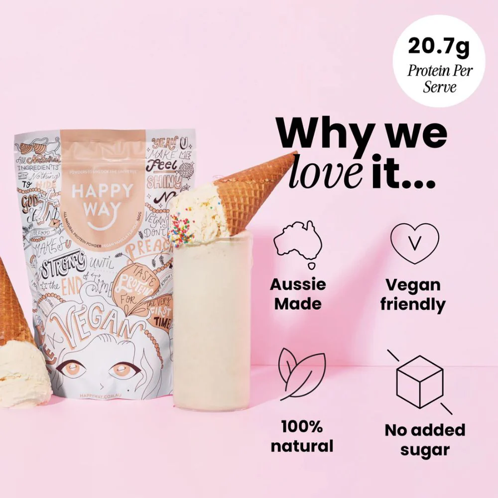 Happy Way Pea Protein Powder 500g - Vanilla - Image 3